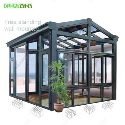 China Customizable Free Standing Sunroom Sunroom Aluminum Triangle Roof Sunrooms Free Standing Veranda Glass House for sale