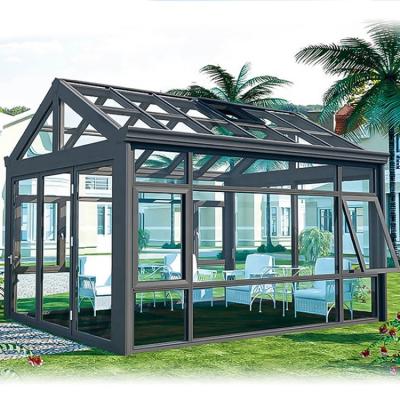 China CLEARVIEW Viable Custom Designs Glass Aluminum Oblique Roof Sunroom Conservatory Winter Garden House Garten Room for sale