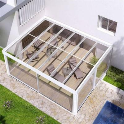 China Viable CLEARVIEW Customized Flant Roof Solarium Glass House Outdoor Winter Garden Backyard Waterproof Sunroom for sale