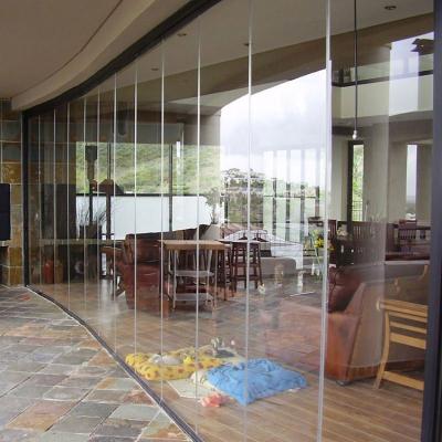 China CLEAVIEW Modern Customizable Design 12mm Unbreakable Tempered Interior Frameless Glass Folding Doors for sale