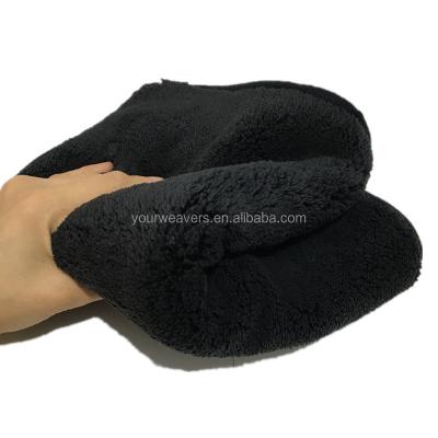 China 40x40cm Microfiber Towel Super Absorbent Black Premium Soft Plush 1200GSM Water Absorbent Wash Station for sale