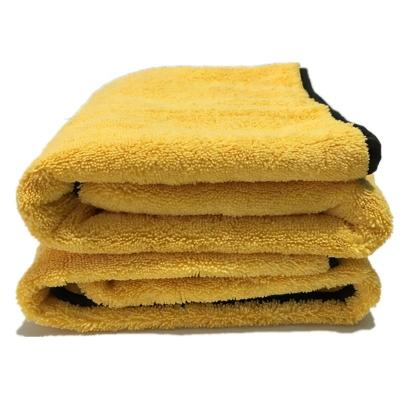 China Competitive Price Tape Edge Fabric Car Wash Super Absorbent Yellow Towels Soft Automotive Detailing Drying Towels 90x60cm Towels for sale