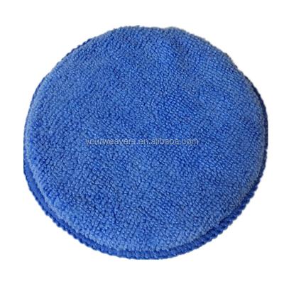 China Easy To Use 12.5cm Car Care Products Foam Sponge Around Microfiber Wax Applicator Pad For Auto Detailing Buffing Polishing Cleaning Coating for sale