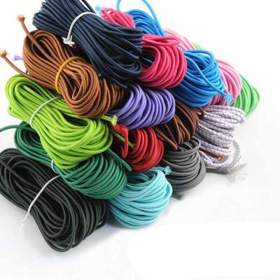 China Sustainable Colored Polyester Round Braided Elastic Rope Twine 2mm 3mm Colored Bulk Stretch Elastic Rubber Rope for sale