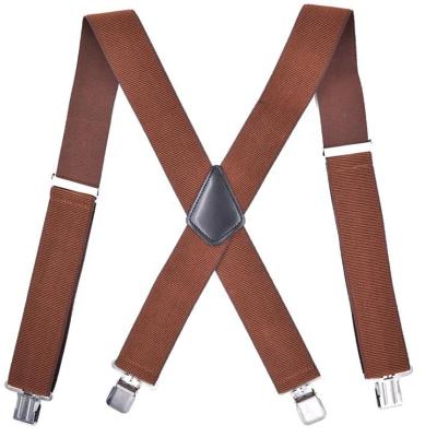 China Custom tan quality black twill tan quality men's x-back hook pcs shape suspender two pcs suspender work formal pants cut adult elastic suspender belt for sale