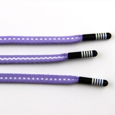 China Good Quality 6mm Thick Flat Fashionable Purple Weave Shoe Laces Magnetic Magnetic Metal Ferret Custom End Of Tips Shoe Laces for sale