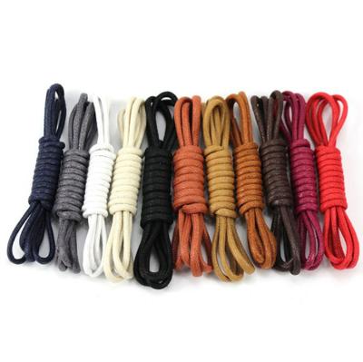 China Custom Cotton Thin flat maker waxed laces around 5mm black shoe laces for casual dress boots shoes for sale