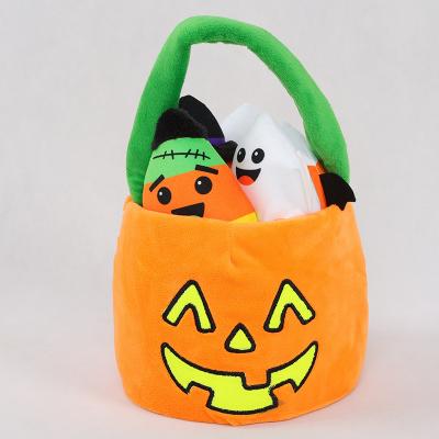 China Custom Halloween Plush Candy Pumpkin Basket Funny Stuffed Toy Cute Halloween Bat Doll for sale