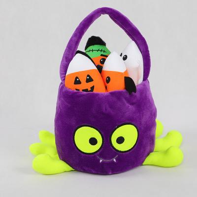 China Custom Halloween Candy Bat Plush Halloween Pumpkin Basket Funny Stuffed Toy Cute Bat Doll for sale