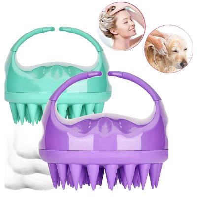 China Soft 6 Color Purple Portable Hair Scalp Silicone Massage Shampoo Head Brush for sale