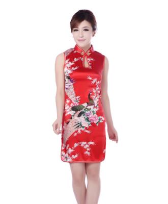 China Printed Hot Sales Women Short Sleeveless Bodycon Chinese Qipao Cheongsam Sexy Tight Elegant Dress Dress for sale