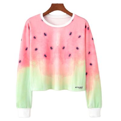 China Watermelon Hoodie Long Sleeve Short Sweater Ladies Viable Casual Pullover For Women Grow Sweatshirts Tops for sale