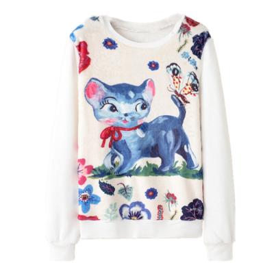 China Cute Soft Viable Cat T-shirt Girl Blouse Pullovers Women Sweats Soft Tops Pullovers Sweatshirts Sweater for sale