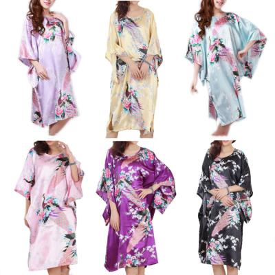 China Summer Elegant Women Peacock Nightgown Kimono Loose Nightgown Creative Classic Bathrobe QUICK DRY Pajamas for sale