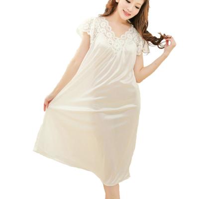 China Pretty Popular Women QUICK DRY Sheath Short Long Princess Lace Nightgown Sleepwear Pajama Nightgown for sale