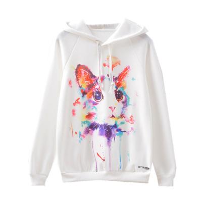 China Viable New Design Cat Tops Women Girl Graphic T-shirt Pullovers Hooded Sweats Sweatshirts Hoodies Sweater for sale