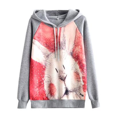 China Viable Creative Cute Bunny Graphic Tops Hooded Women Girl Warm Sweater Sweatshirts Hoodies for sale