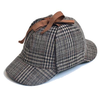 China Hot Sales Classic Adults Classic Beret Hat Plaid Detective Cosplay Hat Deerstalker Hat Costume Newsboy Hat Plaid Beret Unisex for sale