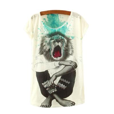 China Hot Sales QUICK DRY Lion Printing Women Clothing Casual Blouse Women Girl Tops Slim T-shirt T-shirts for sale