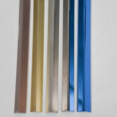 China Modern Fashionable Tile Accessories Decorative Metal Strip L Shape Stainless Steel Strip Gold Anodizing Color for sale