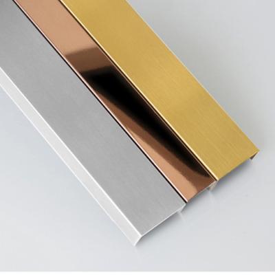 China Interior Decoration Copper Color Metal Strip Stainless Steel Modern U Ledge Strip For Corner for sale