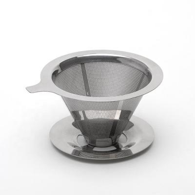 China Cone Micron Coffee Filter Flow Device Portable Sustainable Reusable Stainless Steel Coffee Filter for sale