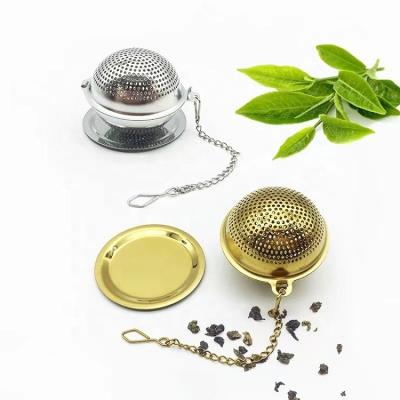 China High Quality Reusable Reusable Stainless Steel Leaf Ball Gold Strainer Gold Strainer Travel Loose Tea Infuser for sale