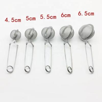 China Sustainable Metal 304 Stainless Steel Mesh Hand Spoon Ball Tea Filter With Long Handle for sale