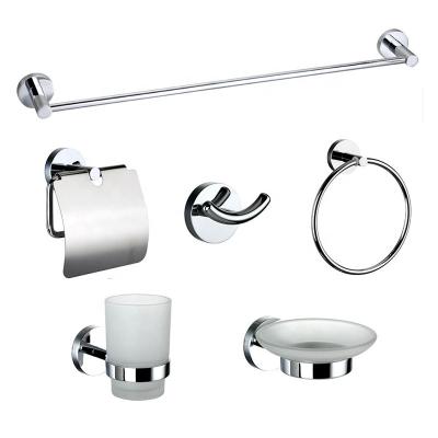 China Bathroom Classic Design Bath Accessories Set Wall Mounted Zinc Alloy Chrome Plated Round Hardware For Hotel Bathroom for sale