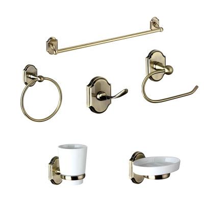 China Euro Style Sustainable Zinc Alloy Bronze Ceramic Bathroom Accessory Sets Screws Holder for sale