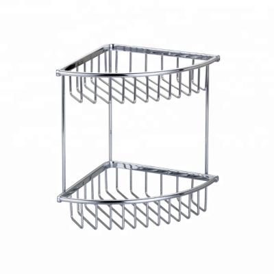 China 2 Tier Chrome Style Simple Finishing Metal Brass Shower Basket Storage Basket MK-033-CR for sale