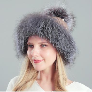 China COMMON Autumn Winter Fur Hat Women Thickened Rabbit Hair Mixed Pearl Knitted Hat Fox Wool Korean Casual Warm Hat for sale