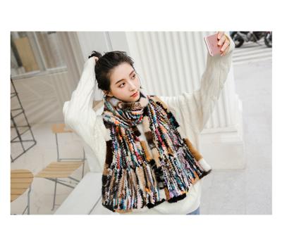 China Rex Rabbit Fur Scarf Fall and Winter Soft Long Plush Tassel Scarf for sale