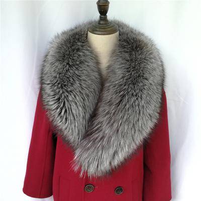 China Winter 100% Real Women Luxury Natural Silver Fox Fur Collar Scarves Wraps Luxury Neck Fur Scarf Red Fox Fur Warm Shawl for sale