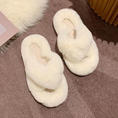 China CUSHIONING Korean version of the 2020 wool slippers women's wear the new spring and summer tidal shoes autumn winter household cotton slippers for sale