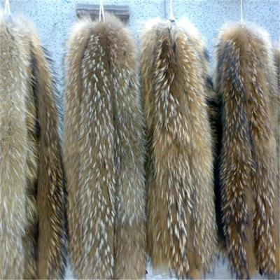 China 2020 Garment 100% Real Raccoon Fur Collar Scarf Fur Trim Real Down Coat DIY Fur Strips Overflow For Hood for sale