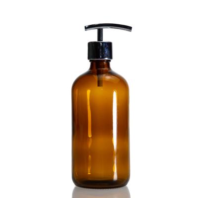 China Wholesale 500ml Amber Round Hotel Cosmetic Reusable Shampoo Bottle With Pump Sprayer for sale