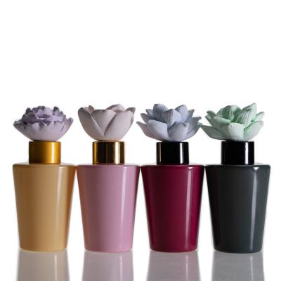 China Personal Care Wholesale Colored Cone Perfume Bottle Inverted Home Oil 90ml Reed Diffuser Glass Bottle for sale