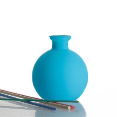 China Fashionable Custom Blue Round Ball Color 250ml Empty Aroma Reed Diffuser Glass Bottle for sale