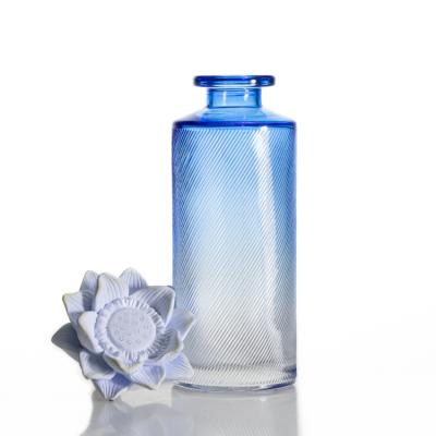 China Custom Glass Empty Blue Personal Care Fragrance Diffuser Bottle 150ml Aroma Supplement Bottle for sale