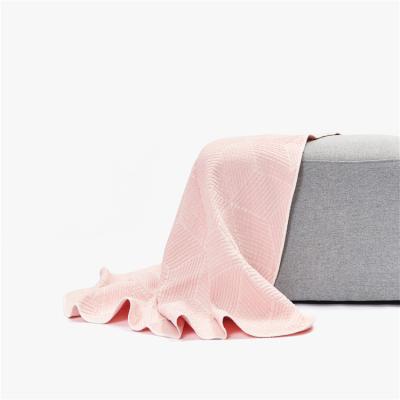 China Cozy 100% Cotton Soft Throw Blankets Jacquard Natural Thin Soft Cotton Blanket For Winter for sale