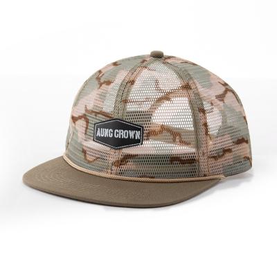 China COMMON 6 Camouflage Full Inter Panel Printed Mesh Pattern Rope Trucker Hats Men Camp Gorras Snapback Hats for sale