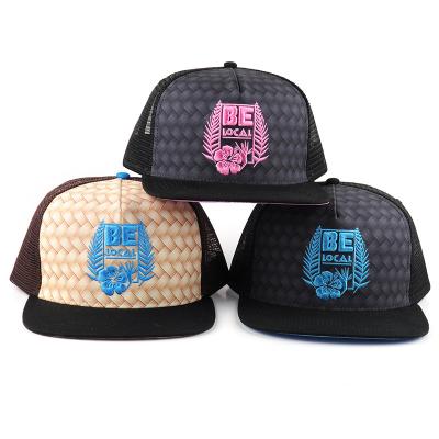 China Wholesale Designer COMMON COMMON Mesh Snapback Full Printing Flat Bill Print Ladies Custom 5 Panel Trucker Hat for sale