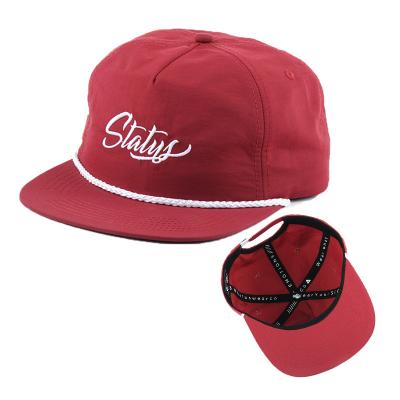 China breathable & waterproof breathable & Wholesale Unstructured High Quality Custom Waterproof Gorras Waterproof Nylon Rope Snapback Empty Hat for sale