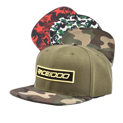 China OEM JOINT Factory Premium 3d Breath Embroidered Snapback Hat, 5/6/7 Panel Camouflage Flat Posted Brim Hat Custom for sale