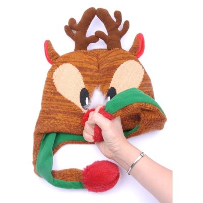 China Imitate Animal Imitate Animal Christmas Gifts Shear Knit Hat For Baby Boy Beanie Earflap Hat Winter Baby Accessories for sale