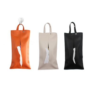 China Fancy PU Leather Car Cloth Bag Cover Table Cloth Cover Outdoor Hotel Cloth Hanging Bag For Car for sale