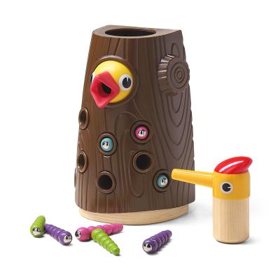 China New Montessori Toy Plastic Wooden Game Toys Bird Catching Insects Eating Magnetic Kids Educational Toys for sale