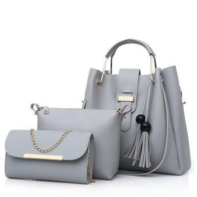 China Wholesale High Quality Fashion Fashion Women 3pcs Popular PU Ladies Leather Tote Bags Shoulder Handbag Set for sale