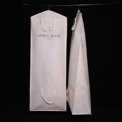 China Dustproof Custom Non-woven Dress Bag Logo Dresses Packing Bag Wedding Party Dress Garment Bag Cover Bag With Zipper for sale